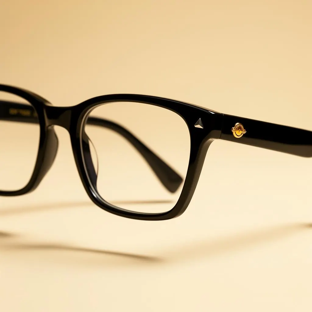 Lunettes acétate noir, gros plan