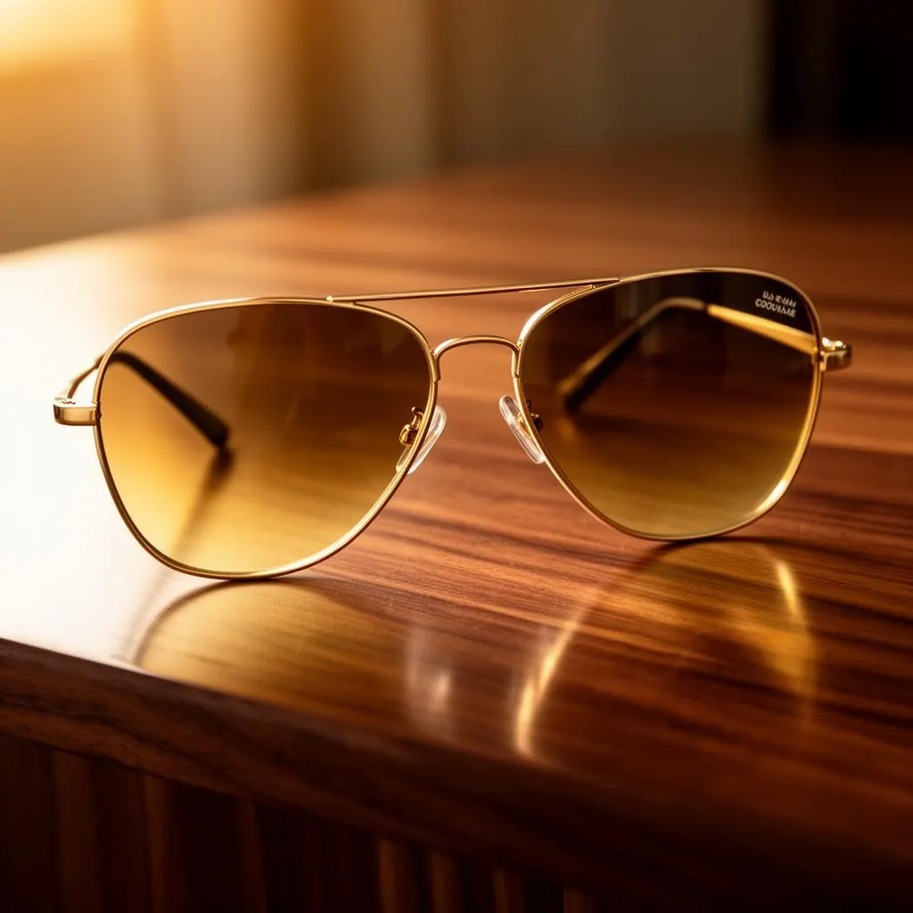 Lunettes de soleil aviateur dorées