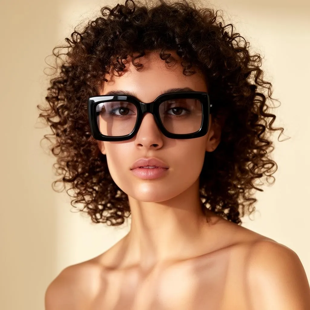 Modèle portant des lunettes oversize tendance