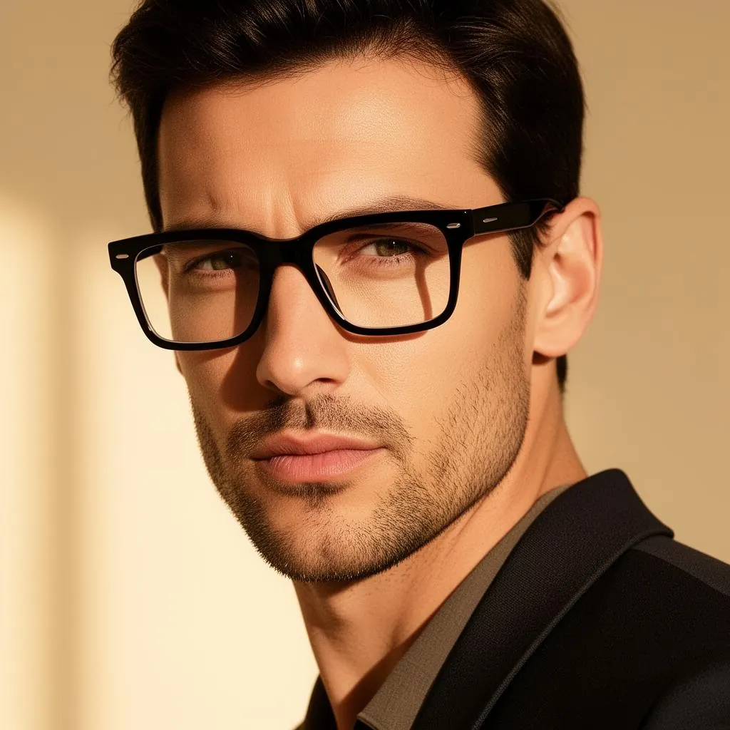 Homme portant des lunettes acétate noir Vision770